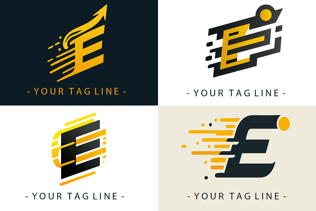 4 Modern Letter E logos, a Branding & Logo Template by HE Studio (Photo 1 of 5)