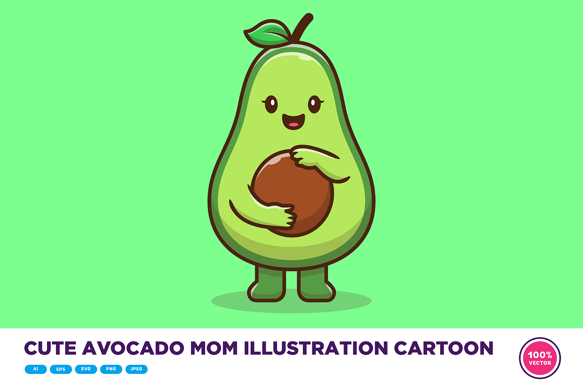 Cute Avocado Mom Illustration, a Food Illustration by Catalyst Labs