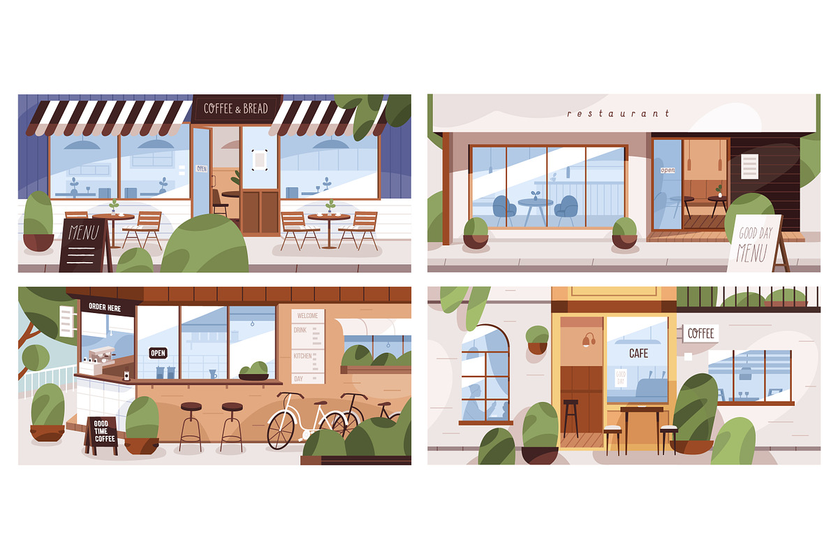 Cafes, restaurants with terraces set, a Food Illustration by Good Studio (Photo 1 of 5)