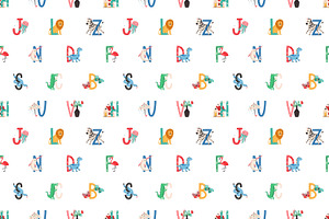 Seamless Pattern With Cute Alphabet