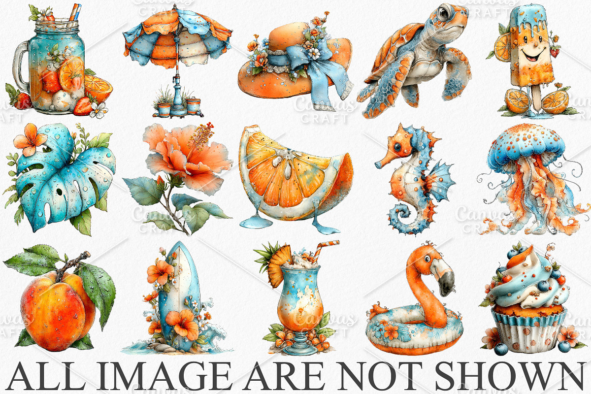Whimsical Summer Clipart Bundle, a Seasonal Illustration by Canvas Craft (Photo 3 of 7)
