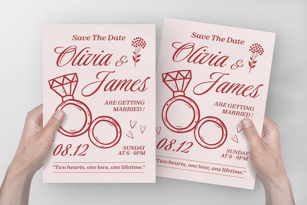 Red Minimalist Wedding Invitation, an Invitation Template by Annora Studio (Photo 3 of 6)