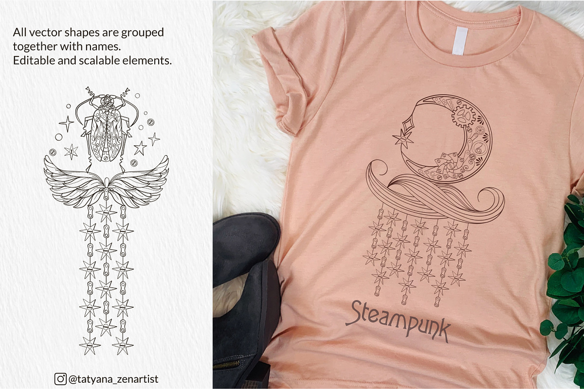 Linear Mystical Steampunk Clipart, an Object Graphic by Tatyana_Zenartist (Photo 9 of 12)