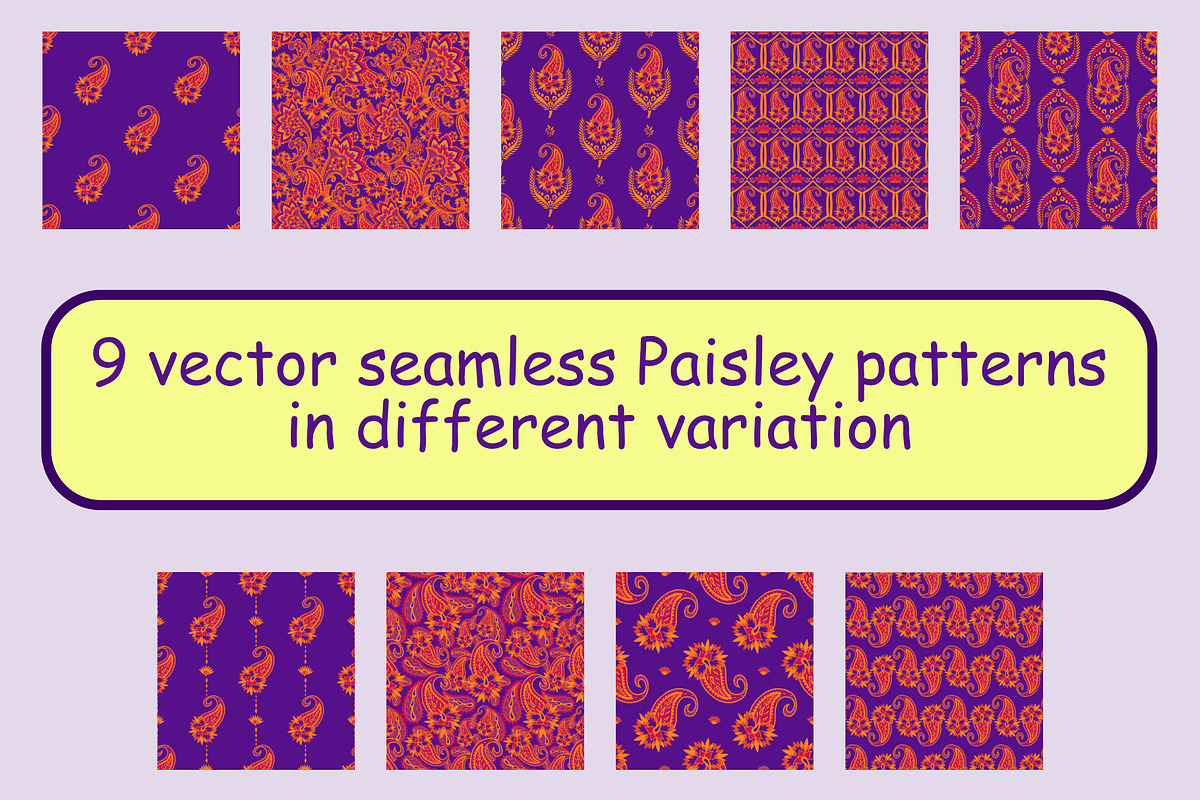 Purple Paisley patterns, a Pattern Graphic by ThaiByGaew (Photo 2 of 3)