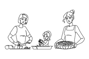dessert baking apple pie vector, a Person Illustration by pikepicture