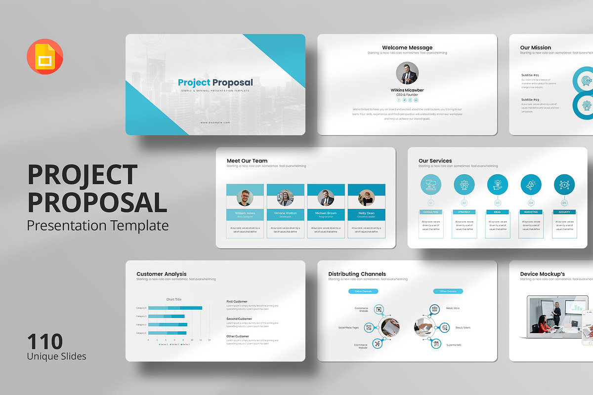 Project Proposal Google Slides, a Presentation Template by Design Vault (Photo 1 of 8)