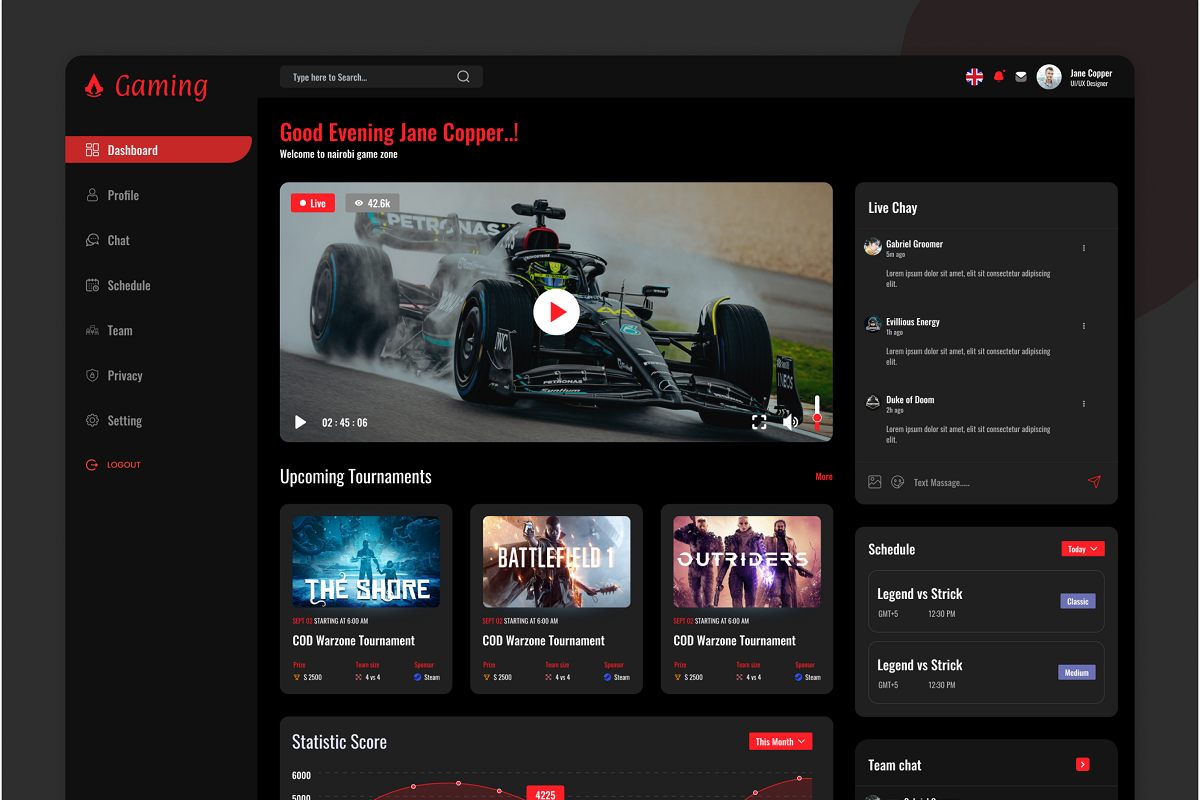 Intuitive Gaming Dashboard, a Websites & App Template by skshihabulislam (Photo 2 of 2)