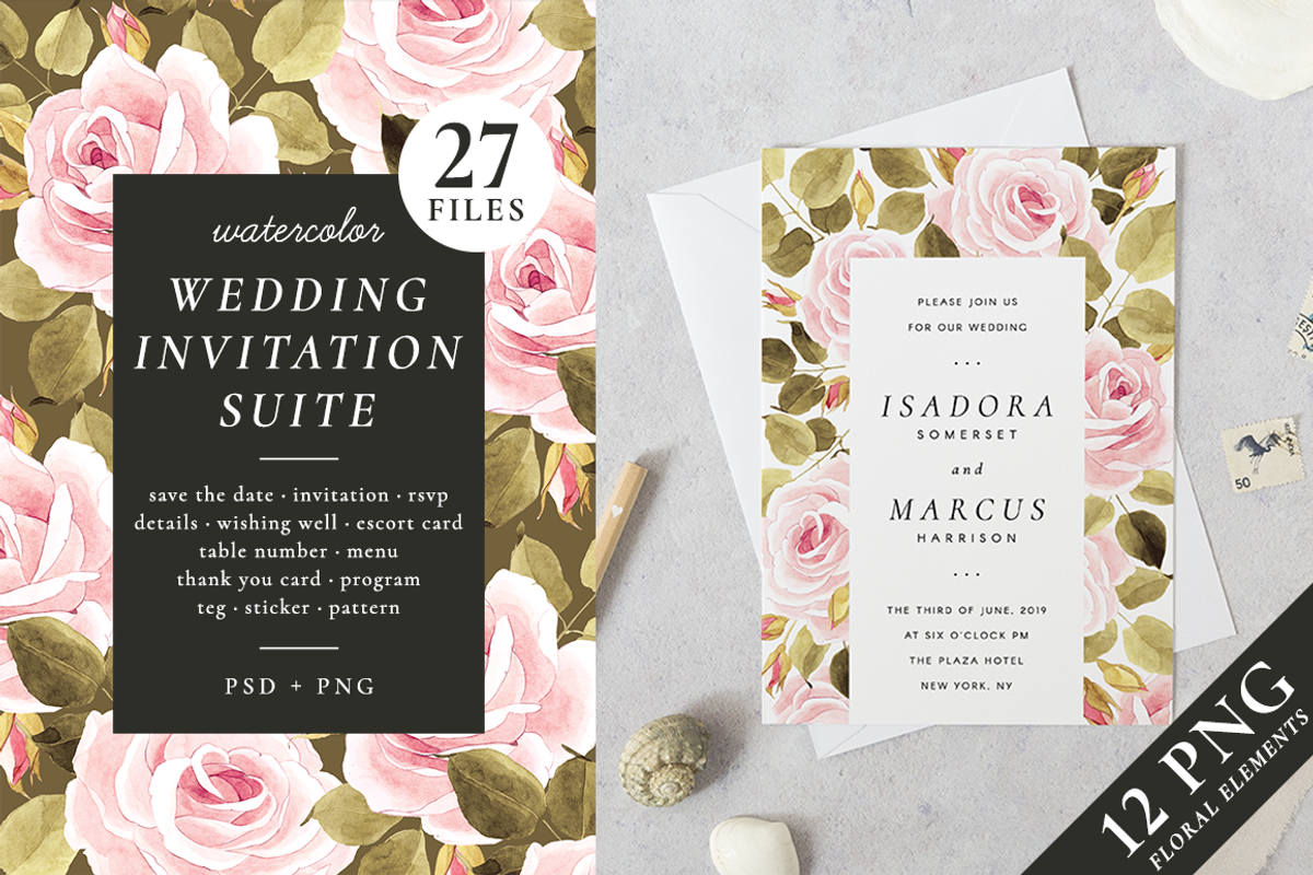 Roses – wedding set, an Invitation Template by Helen Halik art (Photo 1 of 10)
