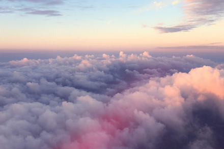 Pink sunset sky and clouds