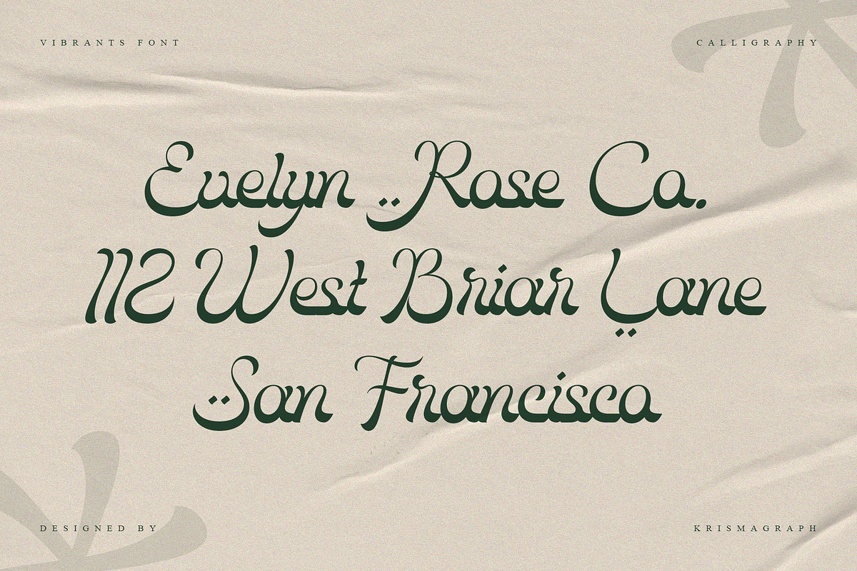 Vibrants — Modern Calligraphy Script, a Script Font by Krismagraph (Photo 2 of 10)