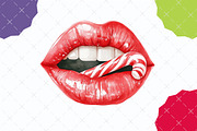 Watercolor Christmas Lips Clipart, an Illustration by designcity5 (Thumbnail 5 of 5)