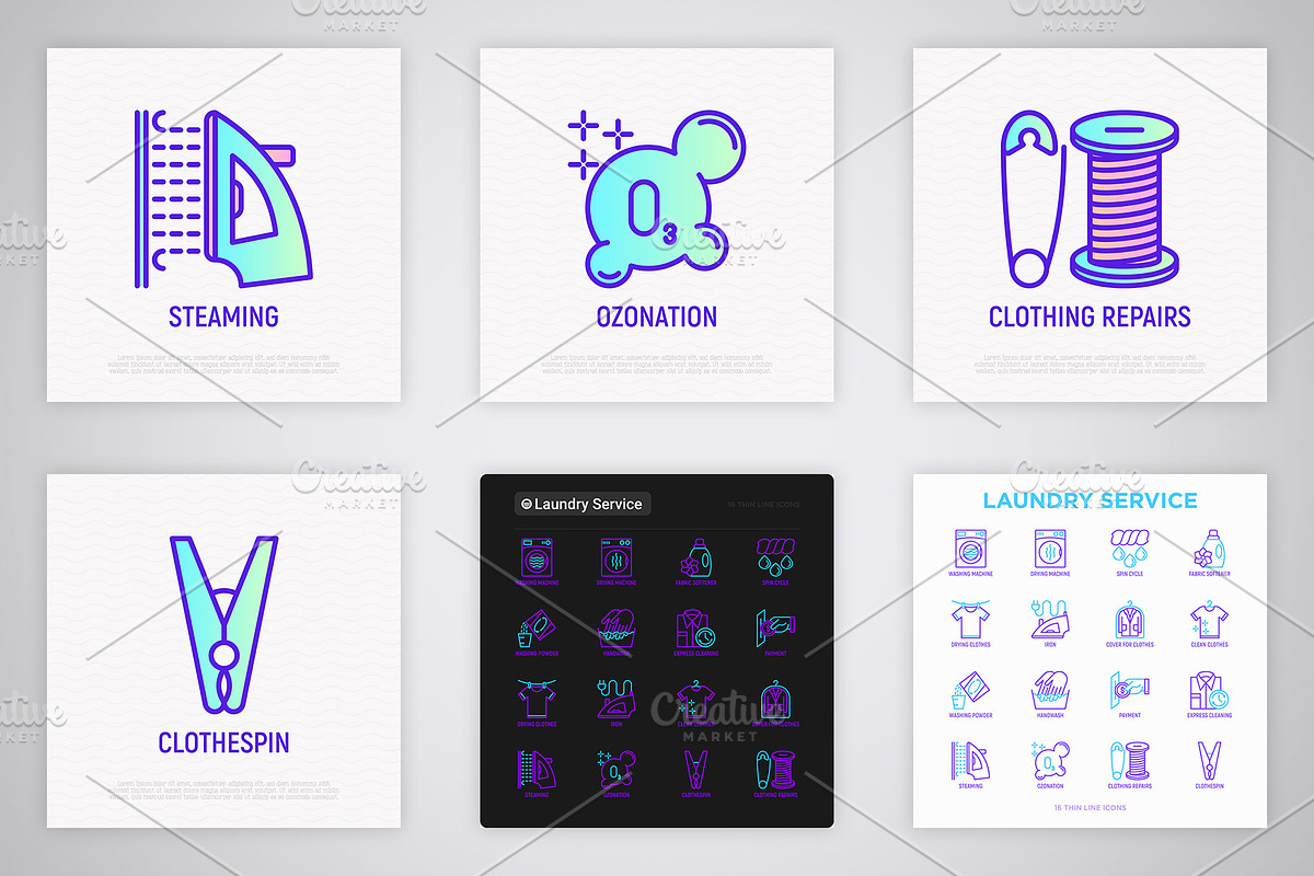 Laundry Service | 16 Thin Line Icons, an Outline Icon by Alex Blogoodf (Photo 7 of 11)