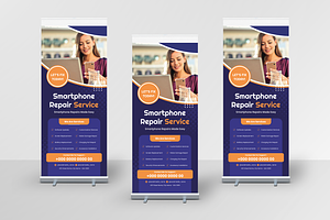 Smartphone Repair Roll Up Banner, a Print Template by Annora Studio