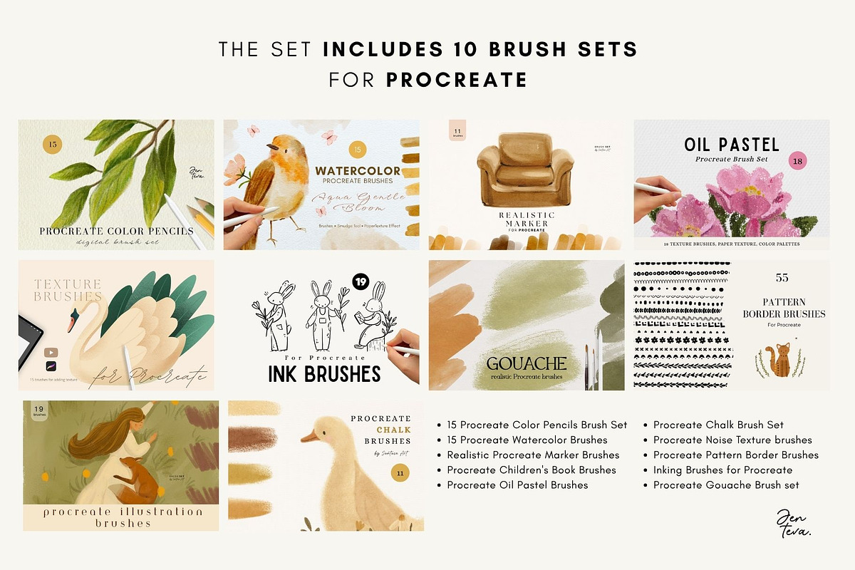 180 Procreate Brush Bundle, a Brush Add-On by Jenteva Art (Photo 2 of 18)