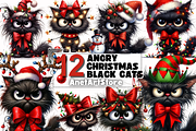 Grumpy black cat clipart, an Animal Illustration by AnetArtStore (Thumbnail 1 of 7)