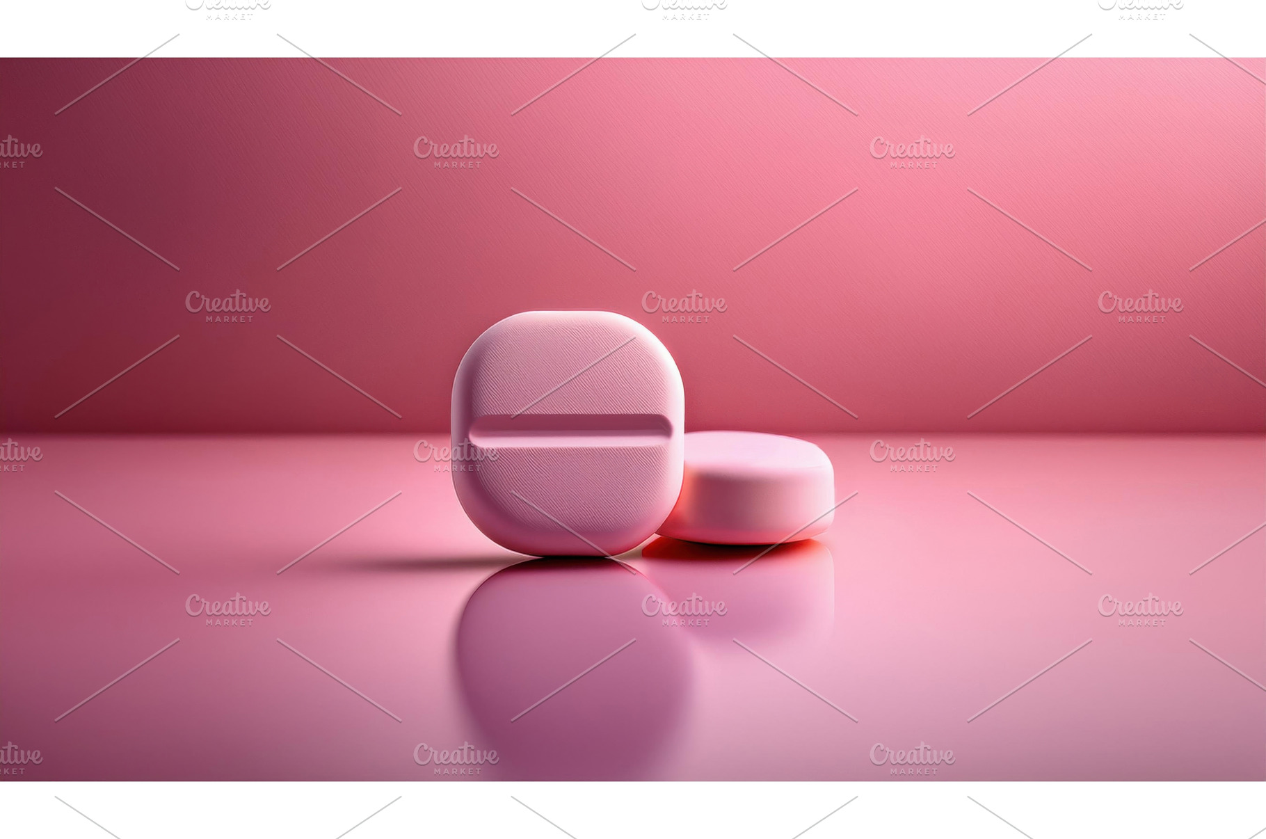Two soft pink pills on a reflective, a Health & Medical Photo by Igor Tichonow