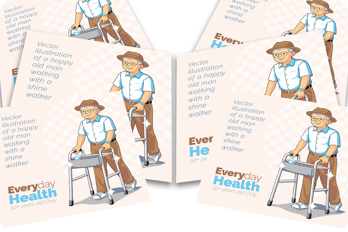 Old man walking with a shine walker, a Healthcare Illustration by regalDRAW (Photo 3 of 3)