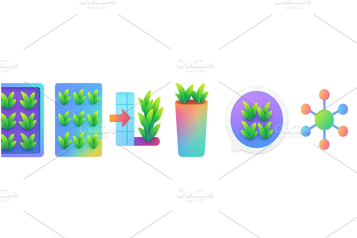 Colorful plant designs showcasing, an Object Illustration by ZinetroN