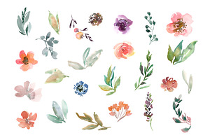 Bright Naive Watercolor Flowers