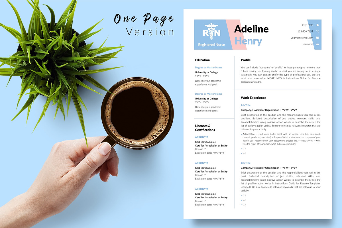 Nurse CV Bundle / Resume - Adeline, a Resume Template by Templates Design Co. (Photo 2 of 17)