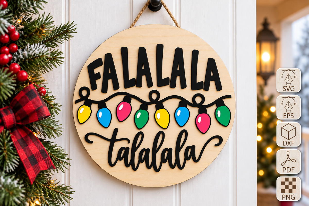 Christmas Falalala SVG Laser Cut, a Seasonal Illustration by Canvas Craft (Photo 1 of 6)