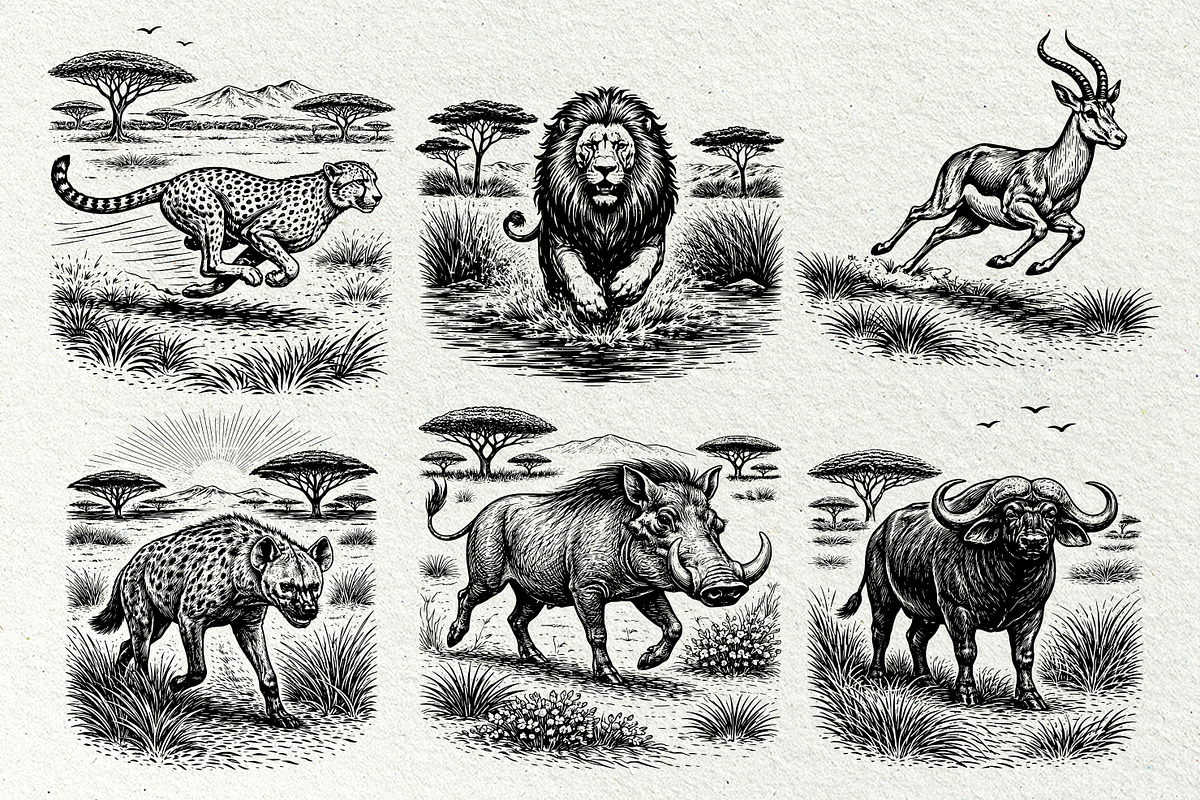Savannah Scene Wildlife Graphics, an Animal Illustration by DENIDigitalArtSudio (Photo 6 of 8)