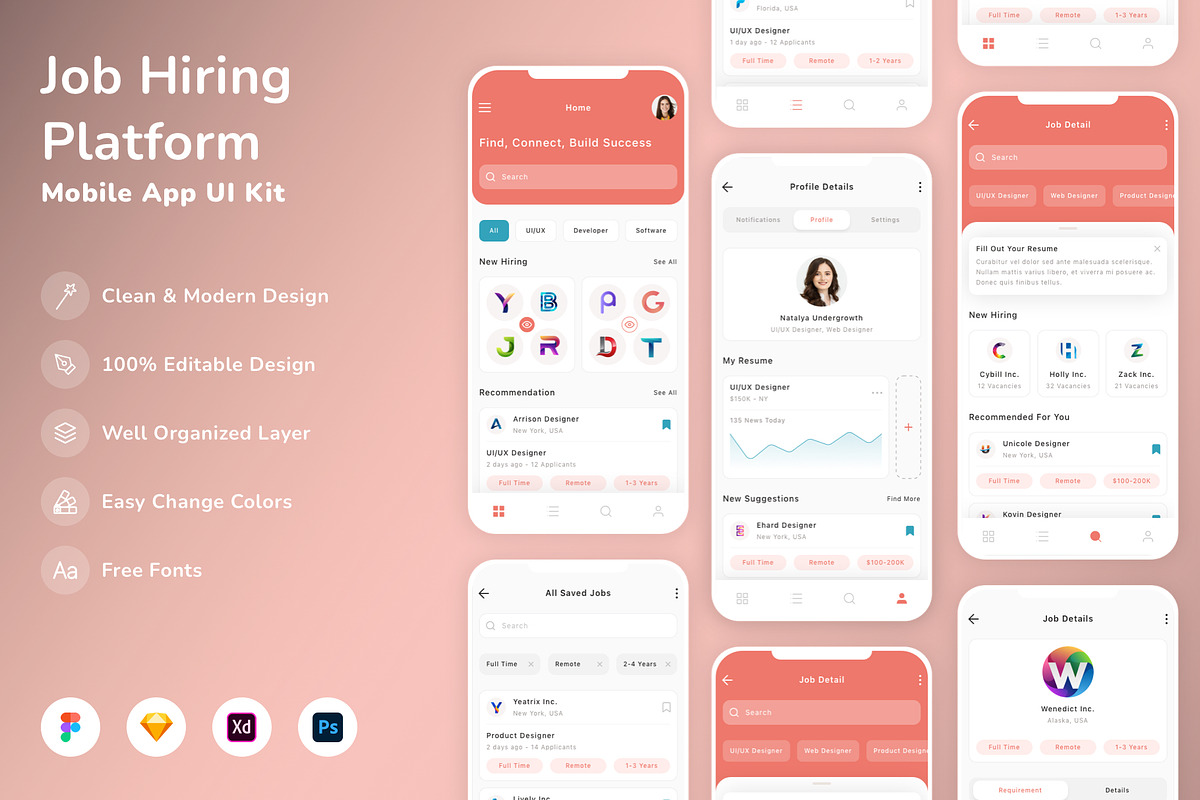 Job Hiring Platform App UI Kit, an UI Kit Template by Betush