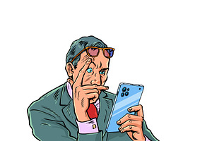 Pop Art Retro A man in a suit reads, a Technology Illustration by studiostoks