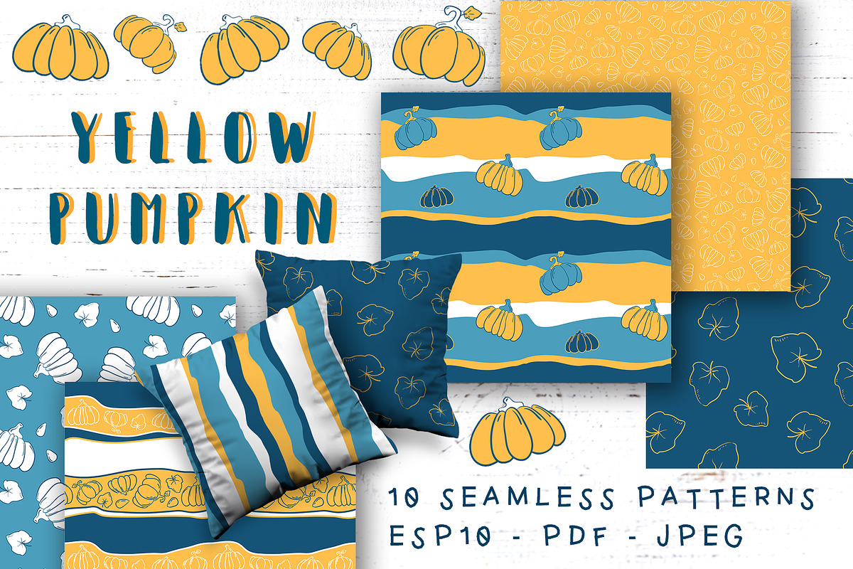 Orange Pumpkin Seamless Patterns, a Pattern Graphic by RabbitAndPencil (Photo 1 of 4)