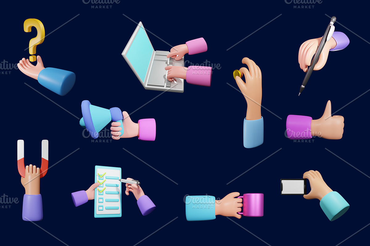 Hand gesture 3d illustration, a 3D by Kurniawan98 (Photo 3 of 7)