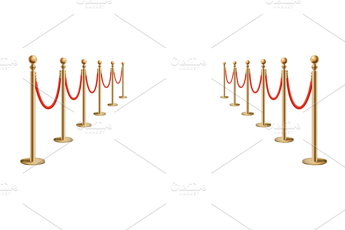 Barriers with red rope line. VIP, an Illustration by the8monkey