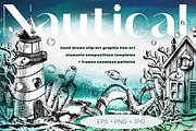 Nautical clip-art line-art graphic, an Animal Illustration by NATASHA CHU (Thumbnail 1 of 16)