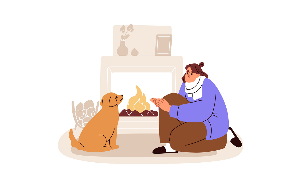 People freezing, shivering from cold, a Person Illustration by Good Studio (Photo 7 of 7)