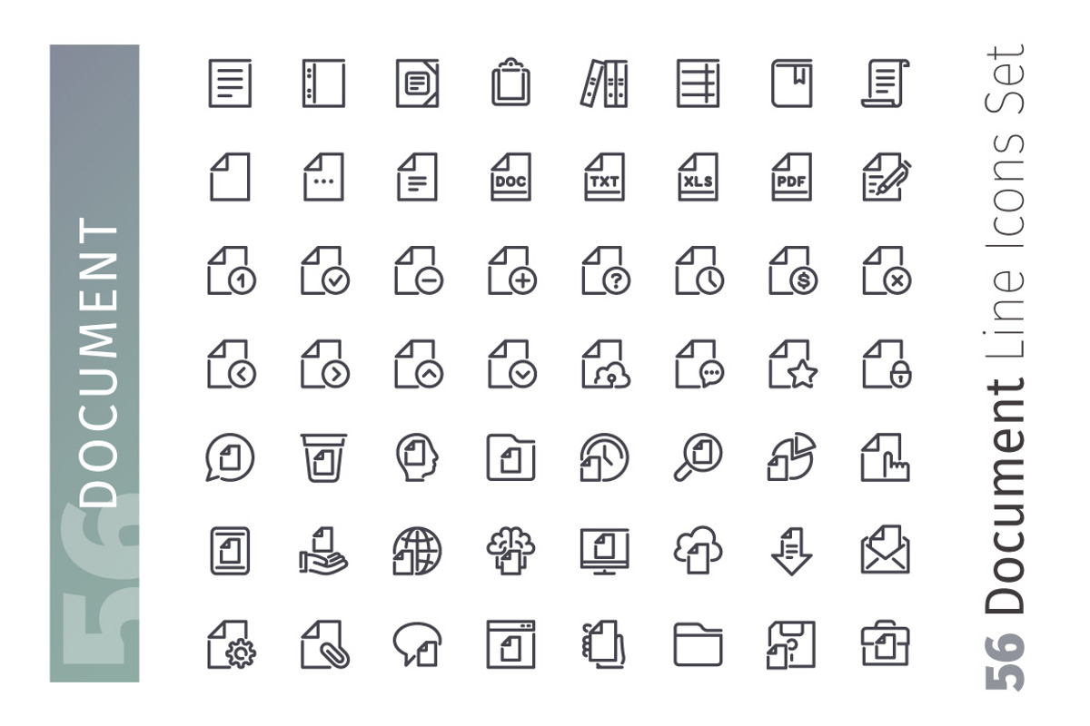 Document Line Icons Set, an Outline Icon by Voysla's Shop (Photo 2 of 4)