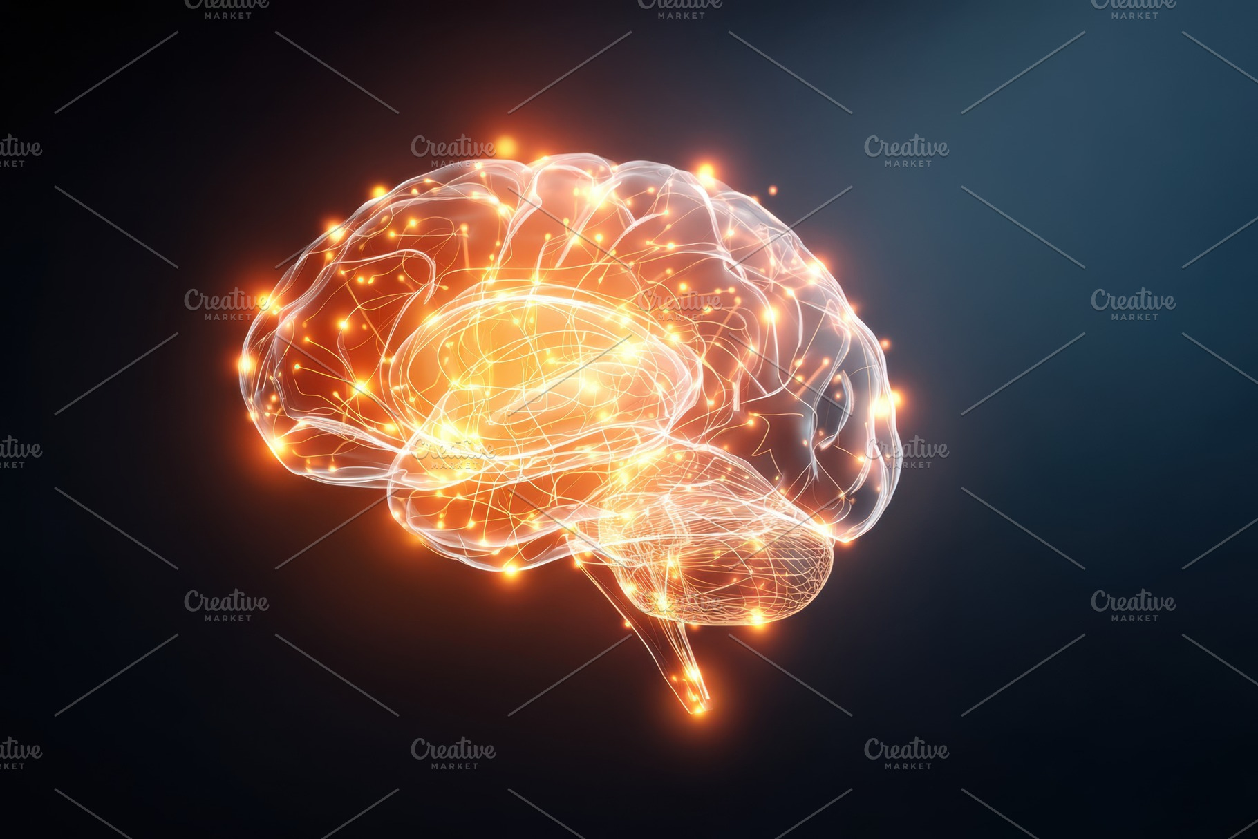 Abstract glowing brain representation, a Health & Medical Photo by AlyaAnd