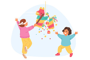 Children play pinata. Happy kids, a Person Illustration by Vectorbuum