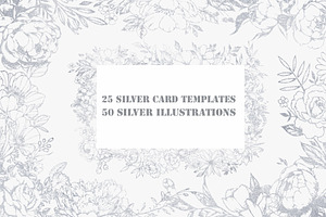 Card templates, floral illustrations