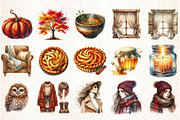Watercolor Autumn Clipart-01, an Illustration by Libby Wishes (Thumbnail 2 of 7)
