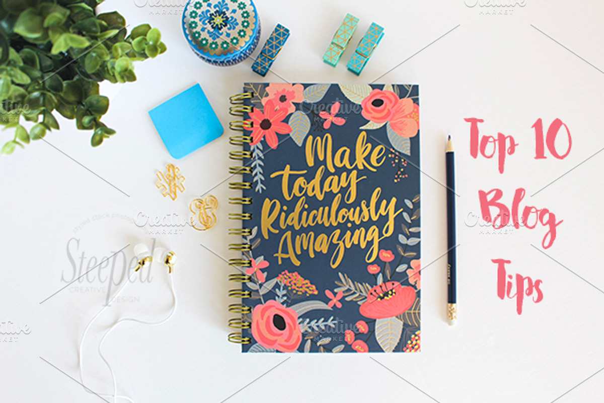 Blue journal, greenery flatlay, a Social Media Template by life i design by Nicki (Photo 1 of 3)