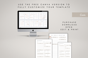 Editable Daily Planner Pages Canva