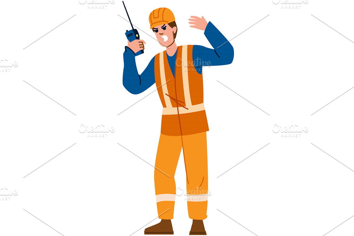 Angry construction worker shouting, an Illustration by pikepicture