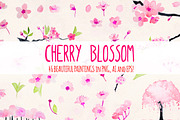 Cherry Blossoms 46 Hand Watercolors, a Seasonal Illustration by Violet LeBeaux (Thumbnail 1 of 3)