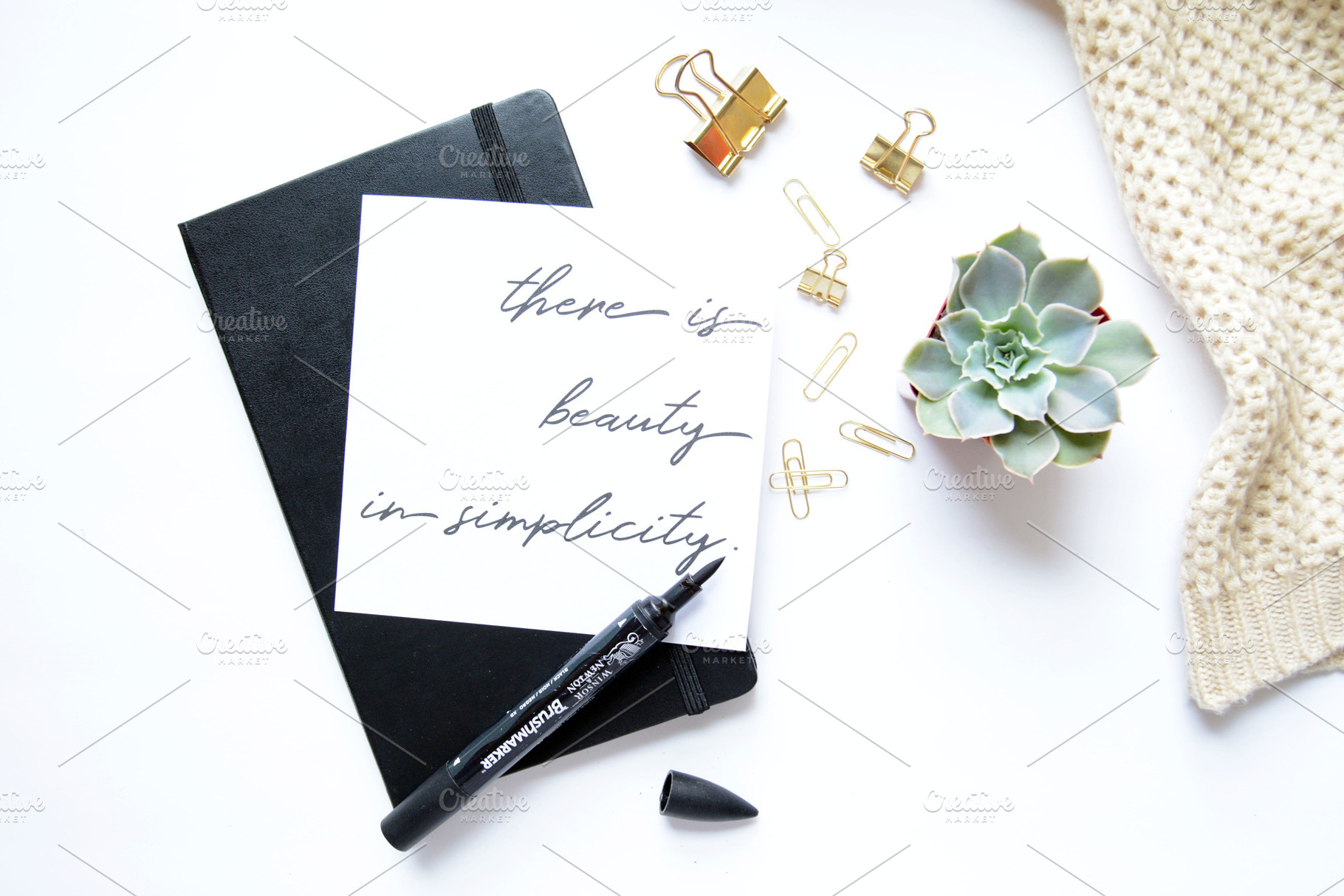 Beauty In Simplicity Quote Flatlay, a Beauty & Fashion Photo by Stitch & Shutter Stock