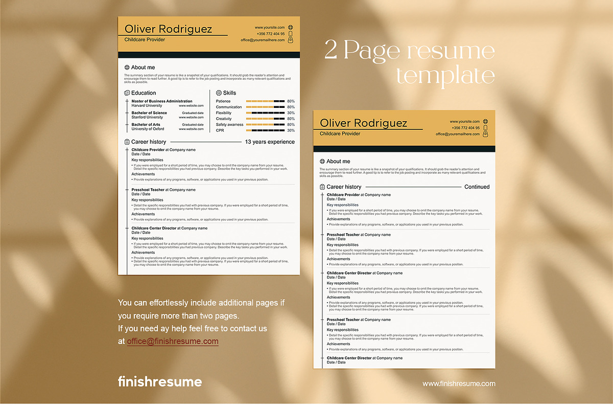 Childcare Provider resume template, a Resume Template by FinishResume (Photo 3 of 11)
