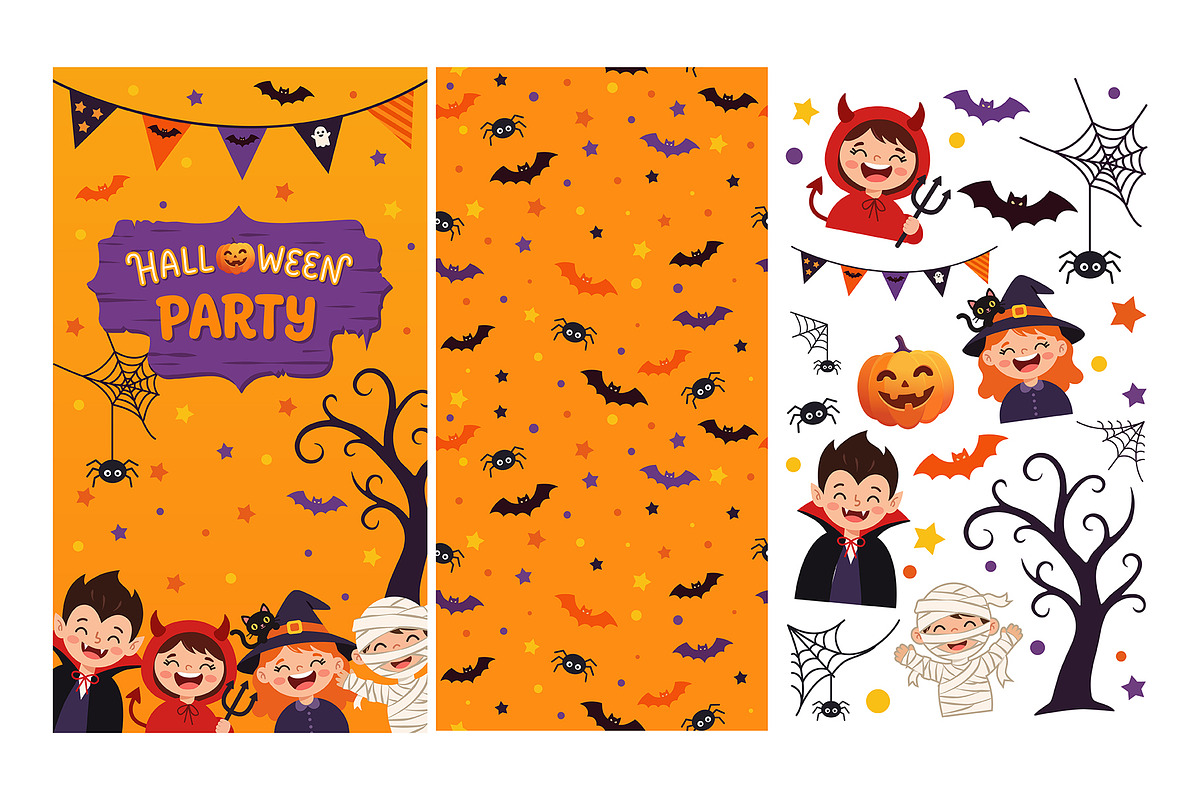 Halloween Party Cards Illustrations, a Seasonal Illustration by Evgeniia (Photo 4 of 4)