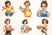 Retro Housewife Clipart PNG, an Illustration by Libby Wishes (Thumbnail 4 of 6)