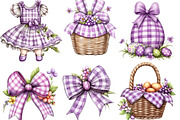 Spring Purple Gingham Clipart Bundle, an Illustration by Designking (Thumbnail 5 of 5)