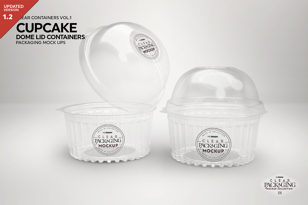 Dome Lid Cupcake Container Mockup, a Cups & Container Mockup by INCDesign (Photo 2 of 7)