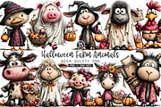 Halloween Farm Animals Clipart, a Seasonal Illustration by OK Design (Thumbnail 1 of 6)