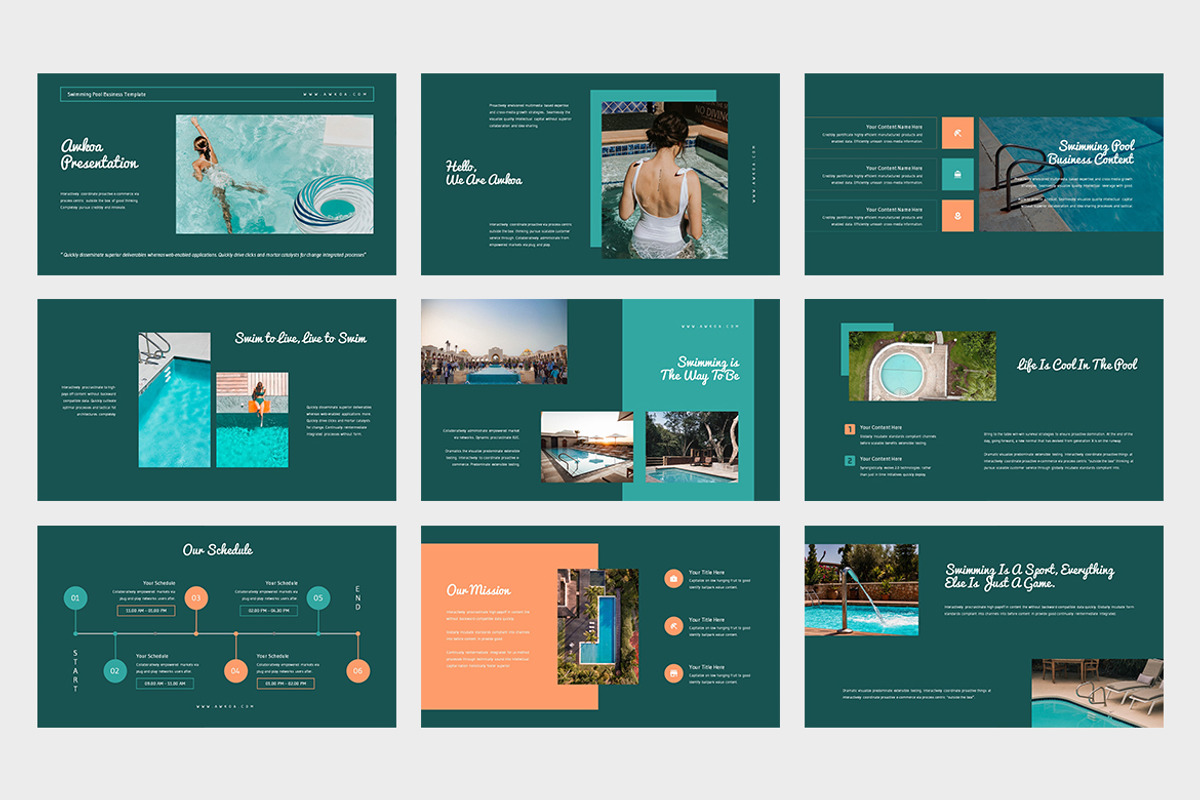 Awkoa : Swimming Pool Google Slides, a Presentation Template by Punkl Camp
